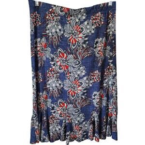 SJS Flounce Textured Floral Midi Skirt Size Large